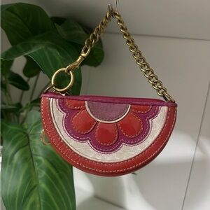 Coach Red and Pink Floral Wristlet